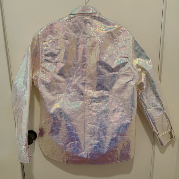 Sies Marjan Holographic Iridescent Silver Shirt Jacket - Picture 10 of 16